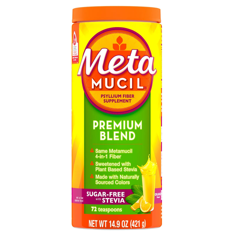 Metamucil Metamucil Premium Psyllium Stevia Fiber Powder Orange 14.9Oz Health & Beauty Yellow
