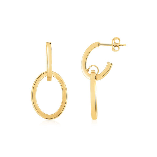 Bids.com 14K Yellow Gold Interlocking Drop Hoop Earrings Earrings White Smoke Yellow Gold