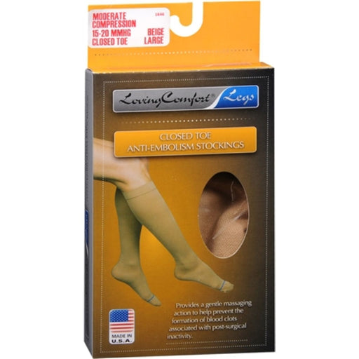 Scott Specialties Loving Comfort Anti-Embolism Stockings Knee High  Closed Toe Women 15-20 Mmhg  Beige Large Personal Care Dark Slate Gray
