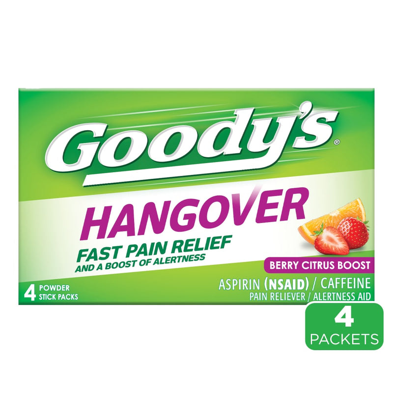 Goody's Goody's Hangover Aspirin Fast Pain Relief Powder Stick Packs, Berry Citrus Boost Personal Care White Smoke