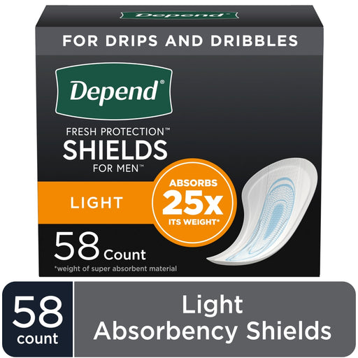 Depend Depend Shields for Men, Incontinence Pads with Light Absorbency, 58 Count Incontinence Aids White Smoke
