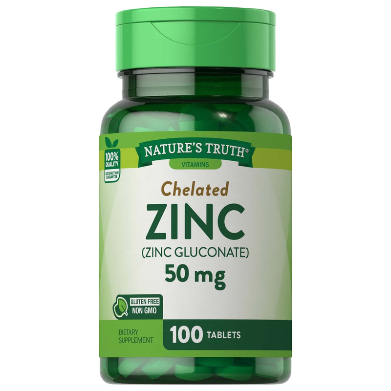 Nature's Truth Nature's Truth  Chelated 50 Mg Zinc 100 Tablets Vitamins & Supplements White Smoke