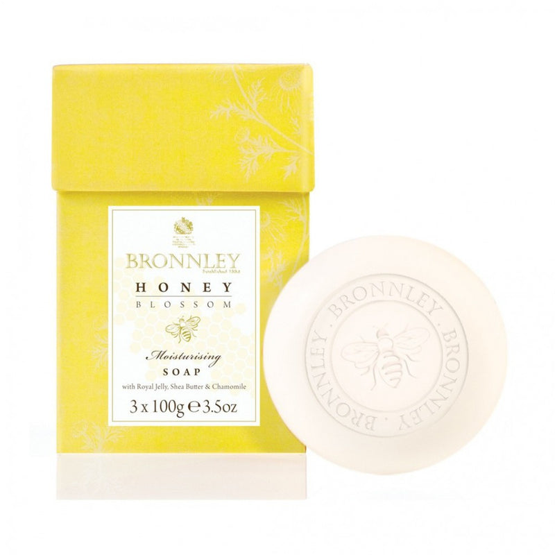 0 Honey Blossom Box Of 3 Soaps By Bronnley (100gea Soap Box) Soap & Lotion Dispensers White Smoke