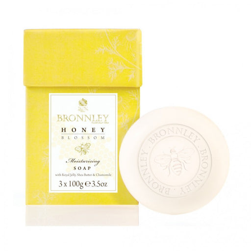 0 Honey Blossom Box Of 3 Soaps By Bronnley (100gea Soap Box) Soap & Lotion Dispensers White Smoke