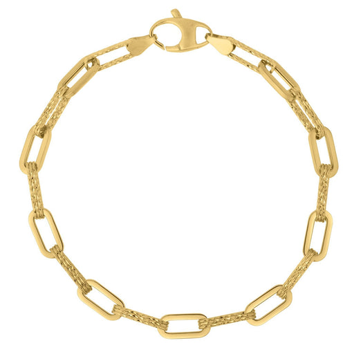 Bids.com 14k Yellow Gold Diamante Paperclip Chain Bracelet (4.00 mm) Bracelets White Smoke 7.25 / Yellow Gold