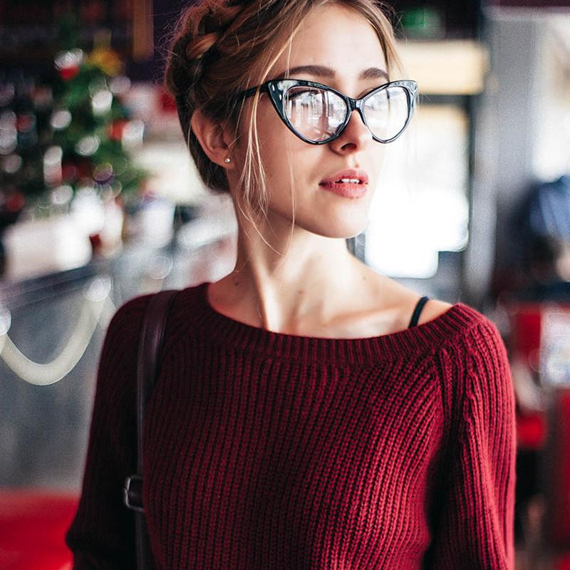 zeroUV 1950's Vintage Mod Fashion Cat Eye Clear Lens Glasses 8435 Glasses Black Black,Tortoise,White,Red,Brown,Yellow Tortoise,Havana,Brown Fade,Black-Clear