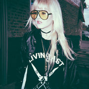 zeroUV Retro 1980's Fashion Plastic Aviator Yellow Driving Lens Sunglasses Sunglasses Dark Slate Gray Black Yellow,Tortoise Yellow