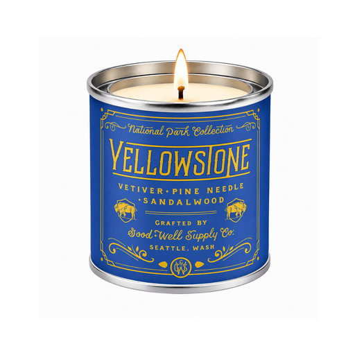 Good & Well Supply Co Yellowstone National Park Candle Candles White Smoke Half Pint / 8oz / Cotton Wick,Pint / 14oz / Cotton Wick