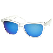 zeroUV Rad Action Sports Mirrored Lens Horned Rim Sunglasses 8647 Sunglasses White Smoke Frost Ice