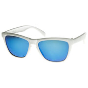 zeroUV Rad Action Sports Mirrored Lens Horned Rim Sunglasses 8647 Sunglasses White Smoke White Ice