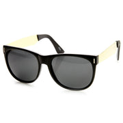 zeroUV Trendy Indie Hipster Super Retro Metal Arm Horned Rim Sunglasses 8687 Sunglasses White Smoke Matte Black Smoke