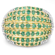 Bids.com 2.16 Carat Genuine Zambian Emerald and White Topaz .925 Sterling Silver Ring Rings White Smoke size 5.00,size 6.00,size 7.00,size 8.00,size 9.00