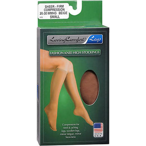 Loving Comfort Loving Comfort Legs Fashion Knee High Stockings Firm Compression Beige Small Medicine & Drugs Dark Slate Gray