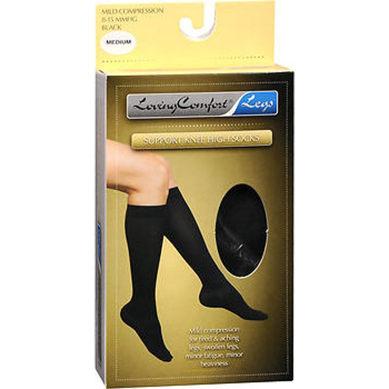 Loving Comfort Loving Comfort Support Knee High Socks Mild Medium Black - 1 Pr Knee Socks Khaki