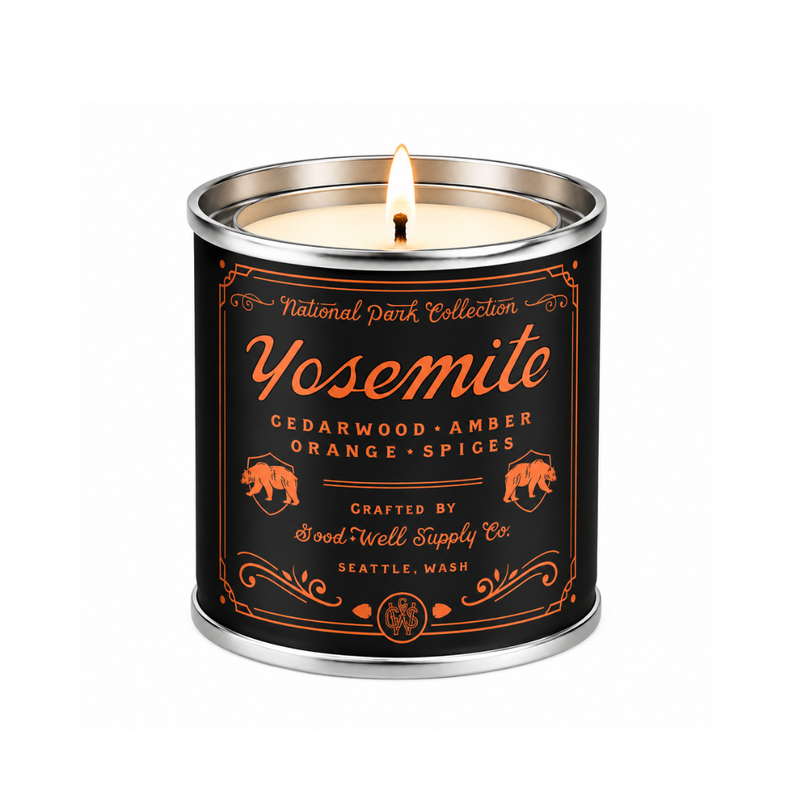 Good & Well Supply Co Yosemite National Park Candle Candles Black Half Pint / 8oz / Cotton Wick,Pint / 14oz / Cotton Wick