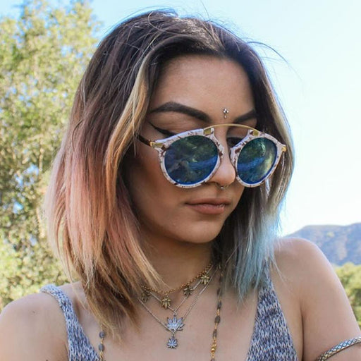 zeroUV Arched Marble Pattern P3 Mirrored Lens Round Sunglasses A218 Sunglasses Alice Blue Purple Gold Purple Mirror,White Gold Blue Mirror,Creme Gold Brown Mirror,White Gold Silver Mirror,Pink Gold Orange Mirror,Black Gold Smoke,Black Gold Blue Mirror,Smoke Gold Yellow Mirror