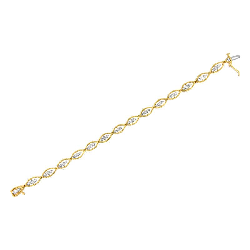 Bids.com 10K Yellow Gold Plated .925 Sterling Silver 1 cttw Prong Set Round-Cut Diamond Link Bracelet (J-K Color, I1-I2 Clarity) - 7.25" Bracelets White Smoke Yellow.Sterling Silver / 7.25