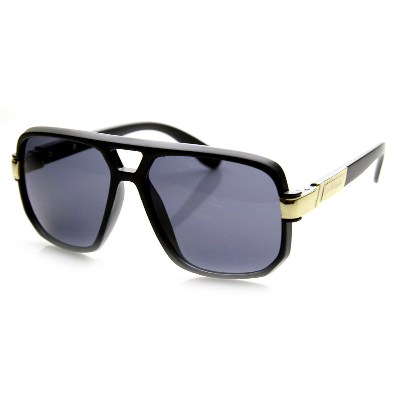 zeroUV Retro 1980's Fashion Disco Square Aviator Sunglasses 9260 Sunglasses White Smoke Red,Tortoise,White,Black Gold,Black Silver,Clear Gold,Clear Silver