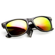 zeroUV Retro Matte Black Horned Rim Flash Colored Lens Sunglasses 58mm 8025 Sunglasses White Smoke Black Magenta