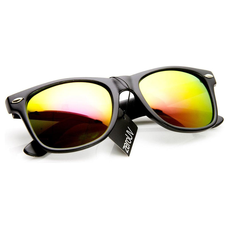 zeroUV Retro Matte Black Horned Rim Flash Colored Lens Sunglasses 58mm 8025 Sunglasses White Smoke Black Magenta