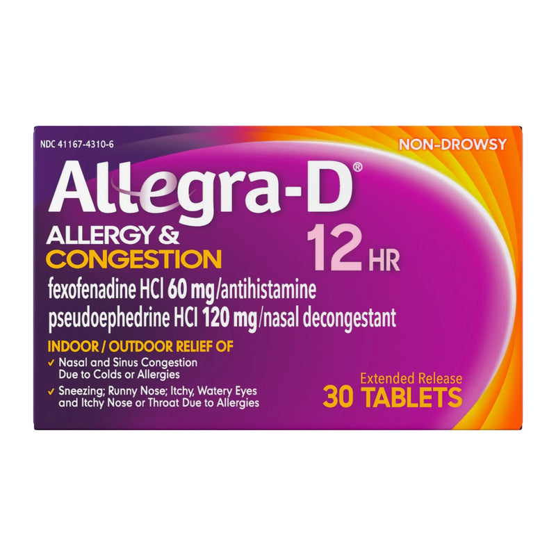Allegra ALLEGRA-D PSE 12HR 60 MG CPL 30 Medicine & Drugs Medium Violet Red