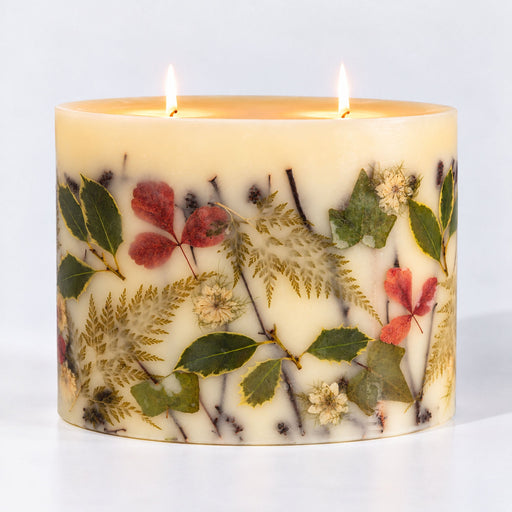 Rosy Rings Centerpiece Botanical Candle - Forest Oval Botanical Plate Navajo White