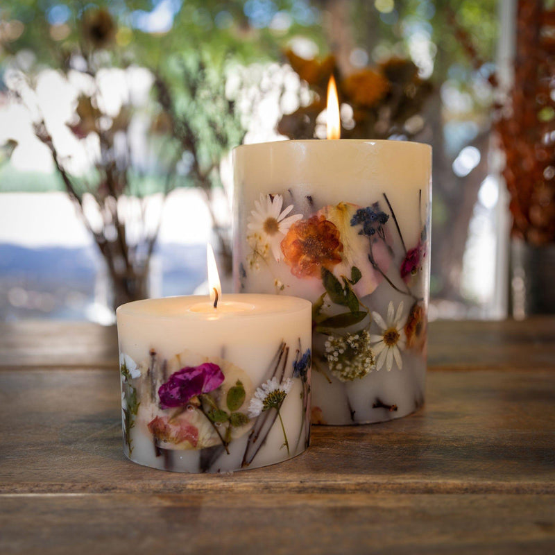 Rosy Rings Petite Botanical Candle - Apricot Rose Petite Botanical Candle Dark Olive Green