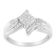Bids.com 10K White Gold 1/3 Cttw Princess and Baguette Cut Diamond Bypass Style Cocktail Ring (I-J Color, I1-I2 Clarity) - Size 4 Rings White Smoke 7 / White.Gold,9 / White.Gold,8 / White.Gold,6 / White.Gold,5 / White.Gold,4 / White.Gold