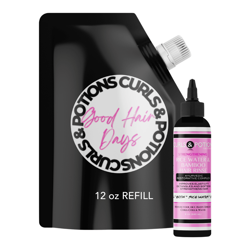 Curls & Potions Rice Water Hair Rinse Black 12 oz Refill