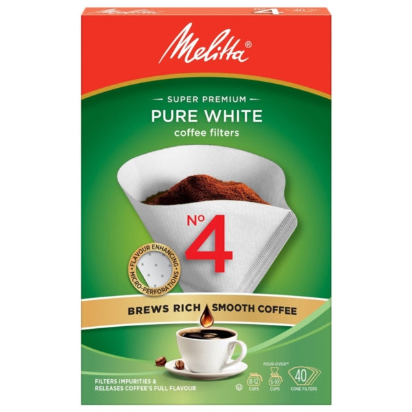 Melitta Melitta 4 Super Premium Cone Coffee Filters, White Coffee Forest Green