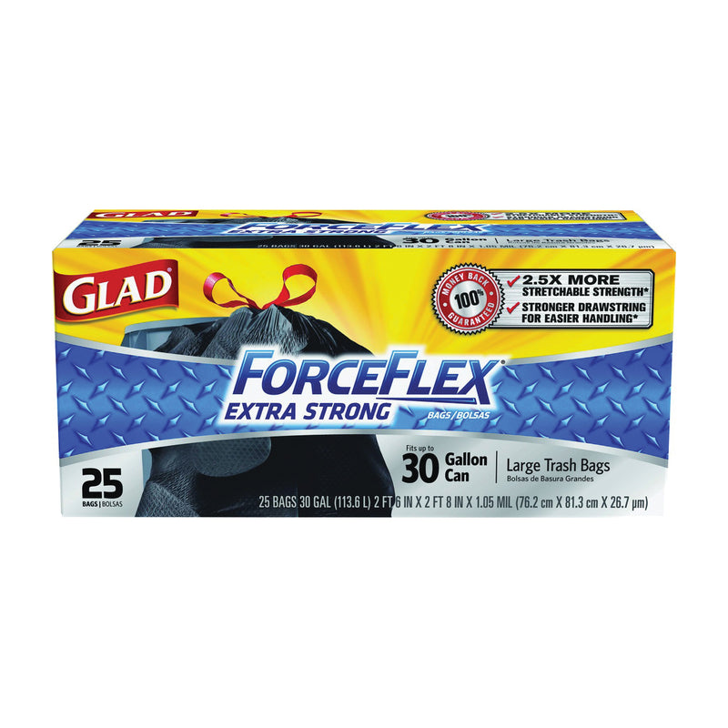 Glad Glad Trash Bags, Drawstring, Multipurpose 30 Gallon Black 25ct Paper & Plastic Shopping Bags Dark Gray