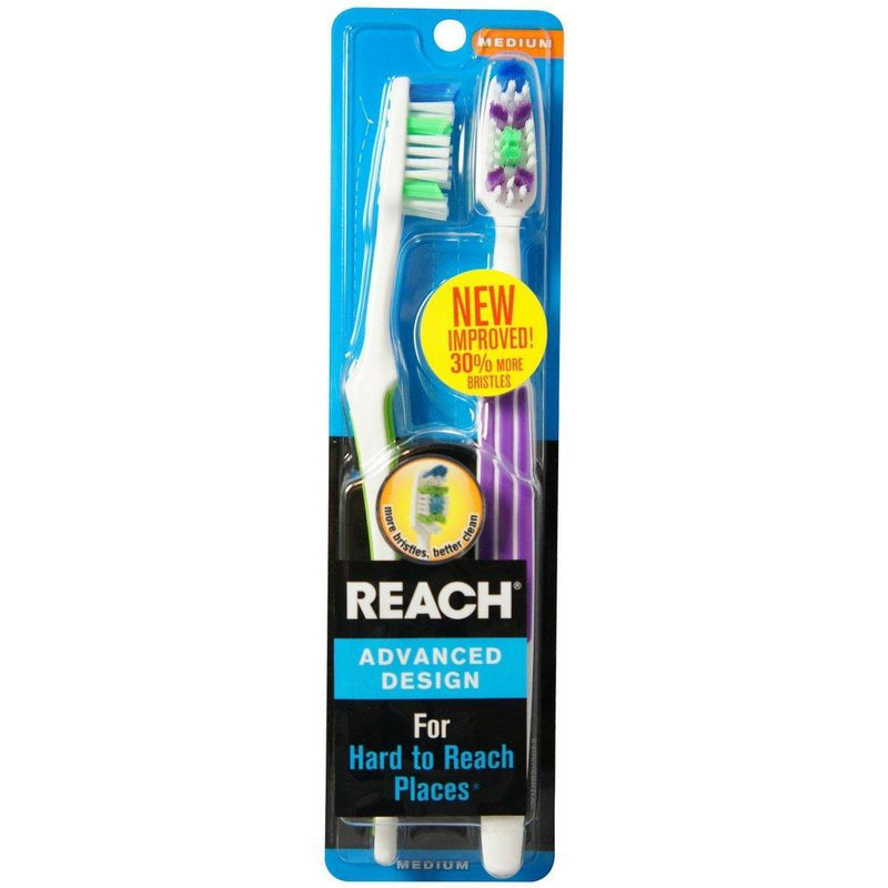 Reach Reach Adult Toothbrushes Advanced Design Medium, Value Pack Toothbrushes Black