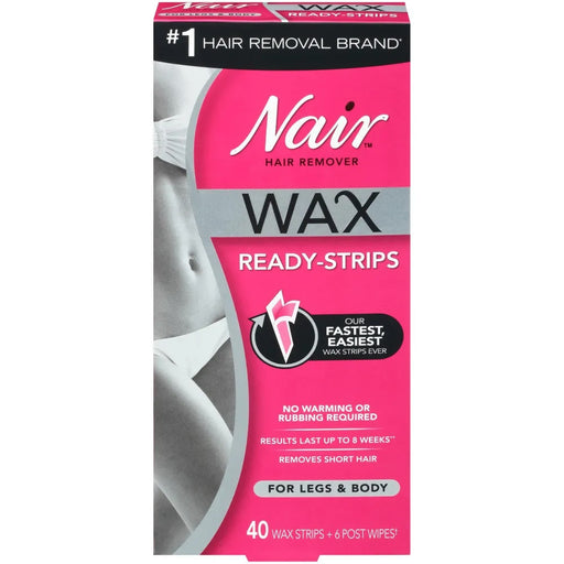 Nair Nair Wax Ready Strips Hair Remover For Legs & Body Hair Removal Deep Pink
