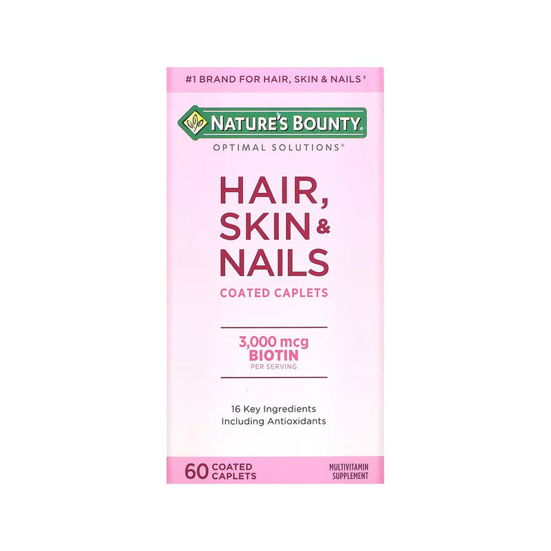 Nature's Bounty Nature's Bounty Optimal Solutions Hair, Skin & Nails, With Biotin, 3000 Mcg, Coated Caplets Vitamins & Supplements Lavender Blush