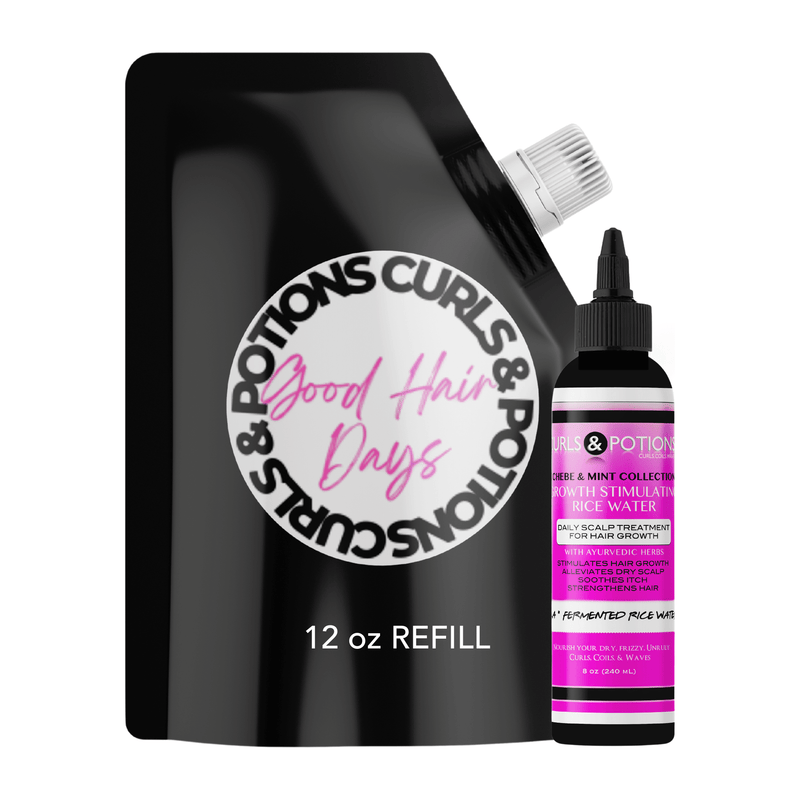 Curls & Potions Chebe Growth Rice Water Black 12 oz Refill