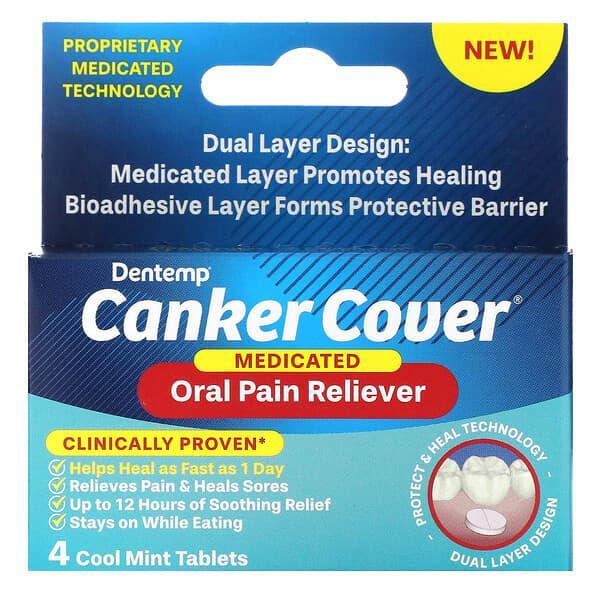 Dentemp Dentemp Canker Cover, Medicated Oral Pain Reliever, 4 Cool Mint Tablets Toothbrush Covers White Smoke
