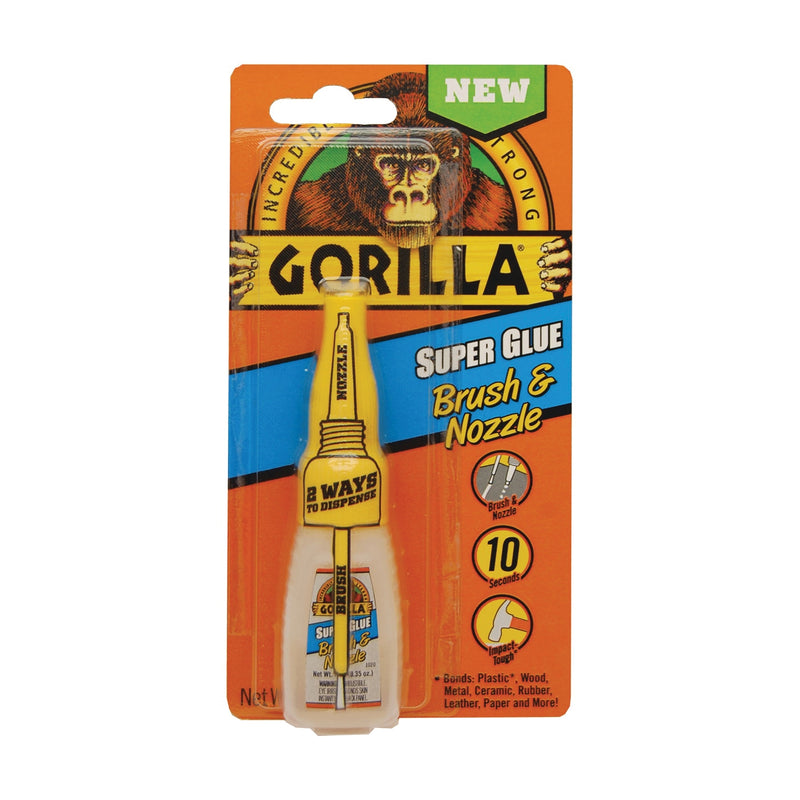 Gorilla Gorilla Brush & Nozzle Super Glue Bottle Clear 0.35 oz Nozzles Chocolate