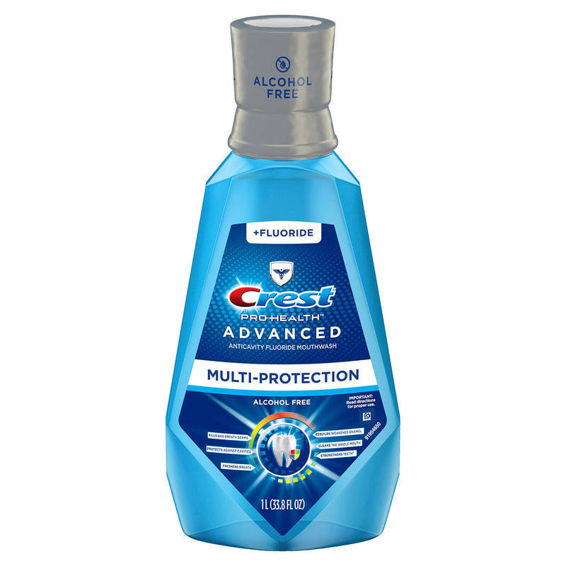 Crest Crest Pro Health Advanced Alcohol Free Anticavity Fluoride Mouthwash Extra Deep Clean Fresh Mint Contains CPC (cetylpyridinium Chloride) Inactive Ingredient, 500 mL ( 16.9 Fl Oz) Mouthwash White Smoke