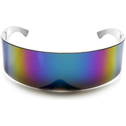 zeroUV Futuristic Retro Mirror Wrap Around Shield Sunglasses 8762 Sunglasses White Smoke Midnight