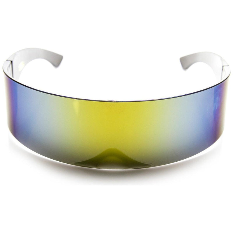 zeroUV Futuristic Retro Mirror Wrap Around Shield Sunglasses 8762 Sunglasses White Smoke Sun