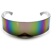 zeroUV Futuristic Retro Mirror Wrap Around Shield Sunglasses 8762 Sunglasses White Smoke Pink