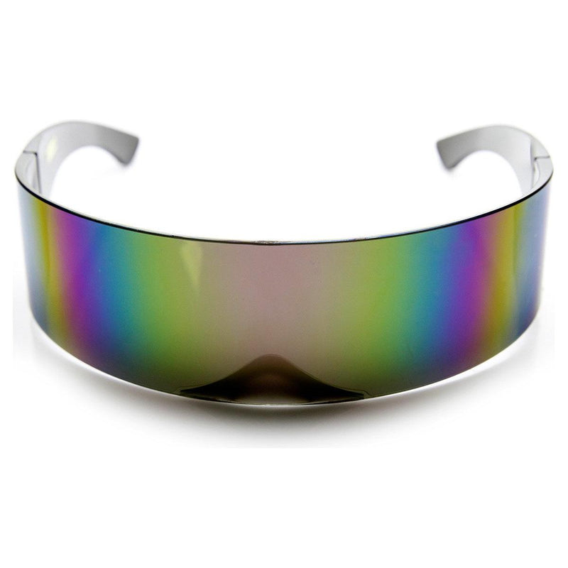 zeroUV Futuristic Retro Mirror Wrap Around Shield Sunglasses 8762 Sunglasses White Smoke Pink