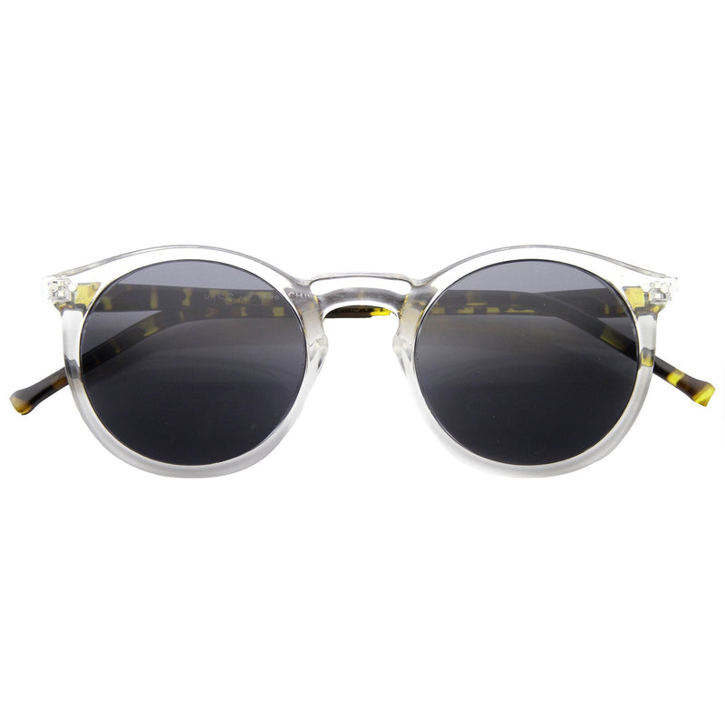 zeroUV 1920's P3 Dapper Vintage Inspired Round Sunglasses 8637 Sunglasses White Smoke Clear Smoke Tortoise