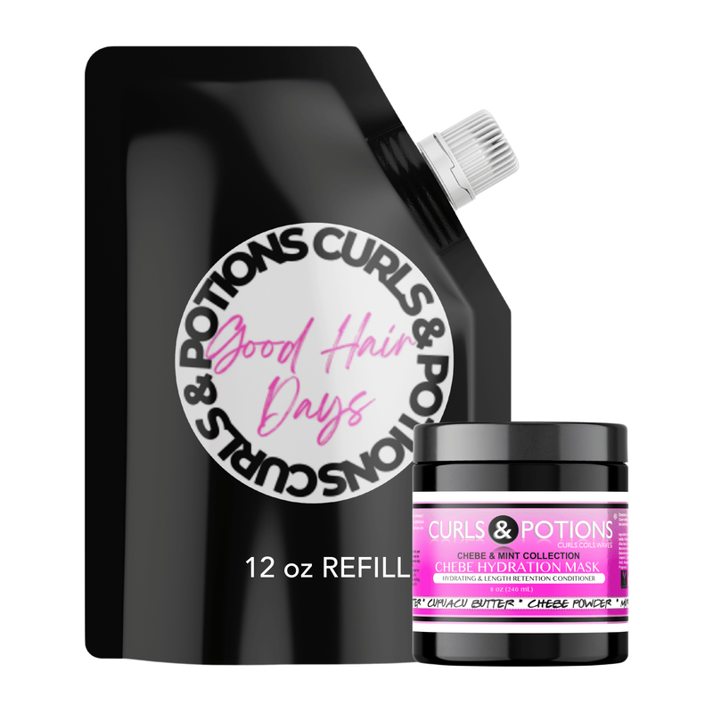 Curls & Potions Chebe Hydration Mask Conditioner White Smoke 12 oz Refill