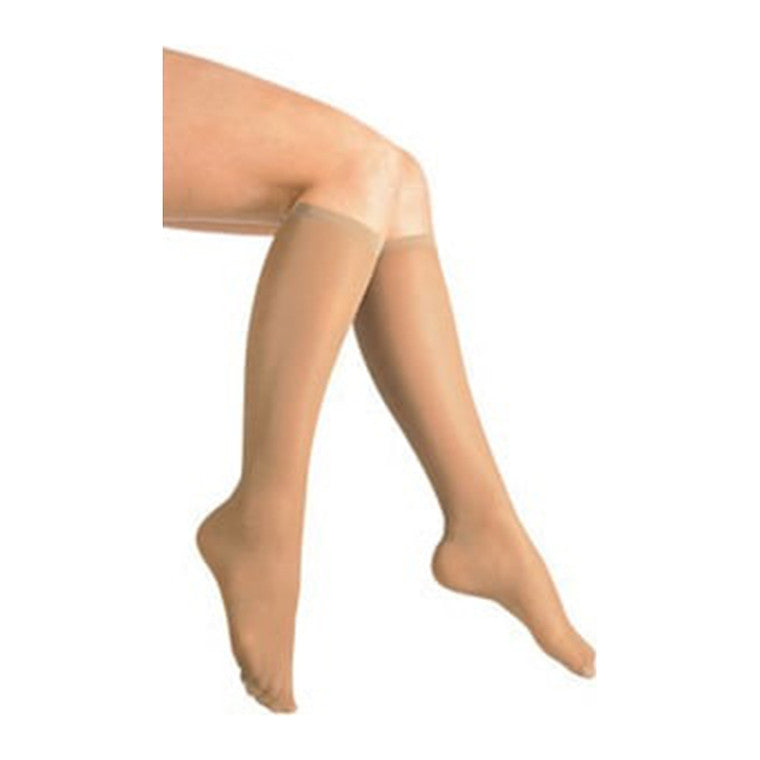 Loving Comfort Loving Comfort Women’s Microfiber Compression Knee-High Socks – 10-20 mmHg, Closed Toe, Beige, Small (1 Pair) Knee Socks White Smoke
