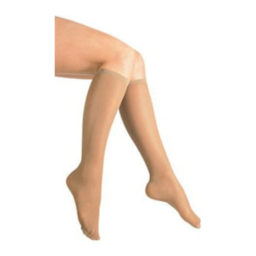 Loving Comfort Loving Comfort Women’s Microfiber Compression Knee-High Socks – 10-20 mmHg, Closed Toe, Beige, Small (1 Pair) Knee Socks White Smoke