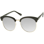 zeroUV Women's Oversize Round Half Frame Flash Lens Sunglasses A388 Sunglasses White Smoke Black Gold Magenta Mirror,Black Gold Silver Mirror,Tortoise Gold Orange Mirror,Tortoise Gold Purple Mirror,Black Gold Gold Mirror