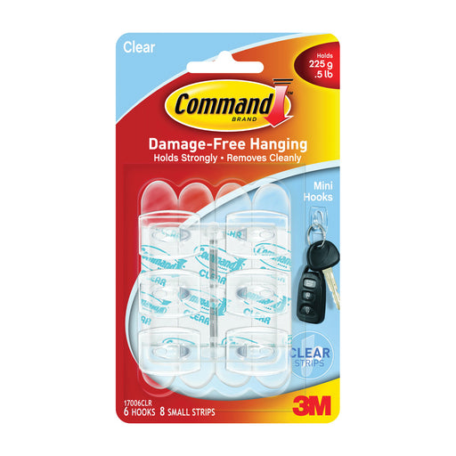 Command Command Clear Hooks Mini Damage-free Hanging 6 Hooks, 8 Strips 3M Home & Garden Lavender
