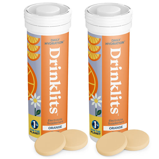 Drinklits Orange Daily Hydration Tablets - 2 Tubes | 20 Servings Hydration Electrolyte Tablets White Smoke
