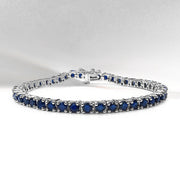 Bids.com 8.36 Carat Genuine Blue Sapphire .925 Sterling Silver Bracelet Bracelets White Smoke size 7.25,size 8.25,size 6.00,size 7.50